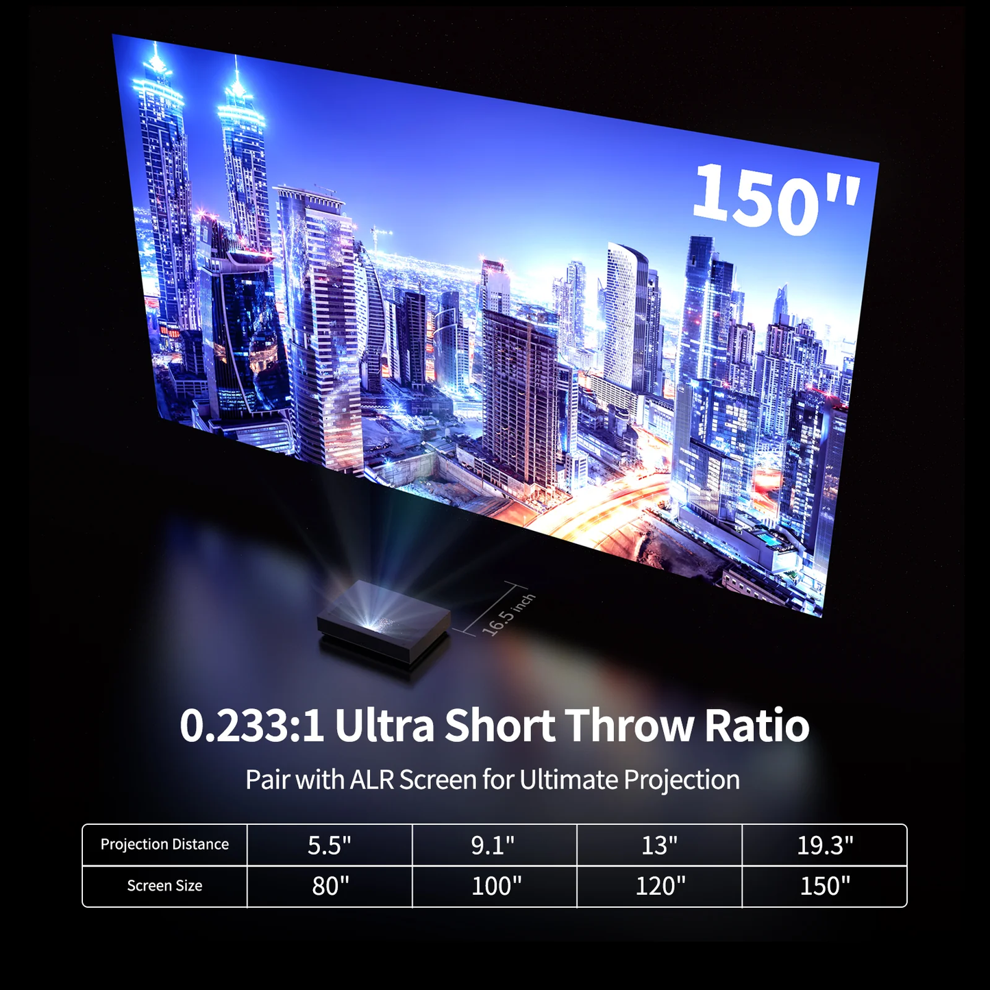 Wemax Nova SE 4K UHD Ultra Short Throw ALPD Laser Projector w/ 100" UST ALR Fixed-Frame Screen